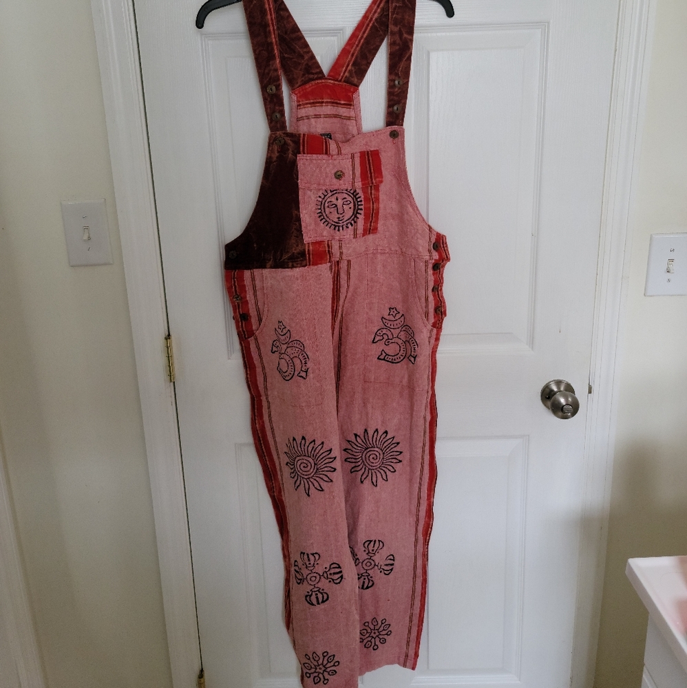 NWT Cottage Core Boho Linen Overalls Size M